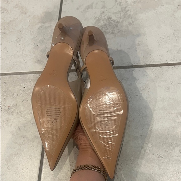 Mango Patent Pointed Slingback Pumps in Taupe Beige - Picture 3 of 4